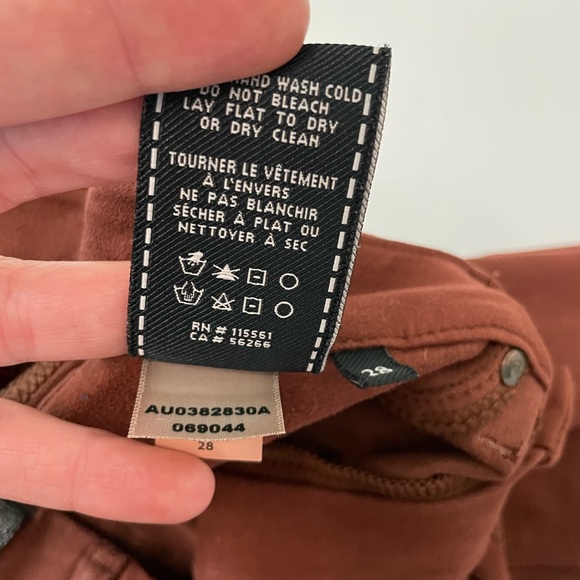 7 FOR ALL MANKIND cognac brown pants LIQUID FAUX SUEDE SKINNY JEANS SIZE- 28 - Picture 4 of 9